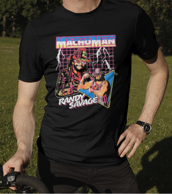 Macho Man Randy Savage Lightning Synthwave 80s Wrestling T-Shirt