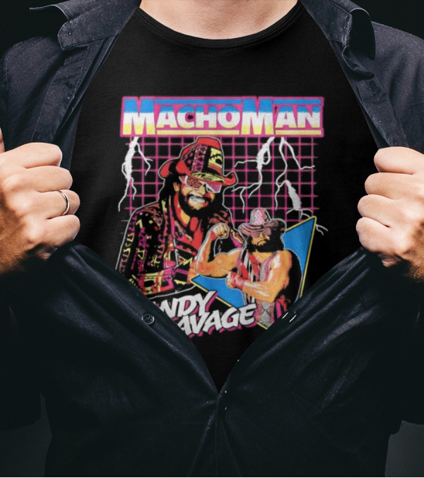 Macho Man Randy Savage Lightning Synthwave 80s Wrestling T-Shirt