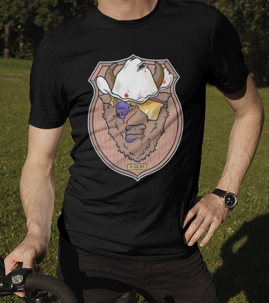 9/23/23 Cowboy Bison Face Shield T-Shirt
