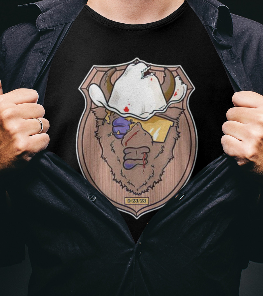 9/23/23 Cowboy Bison Face Shield T-Shirt