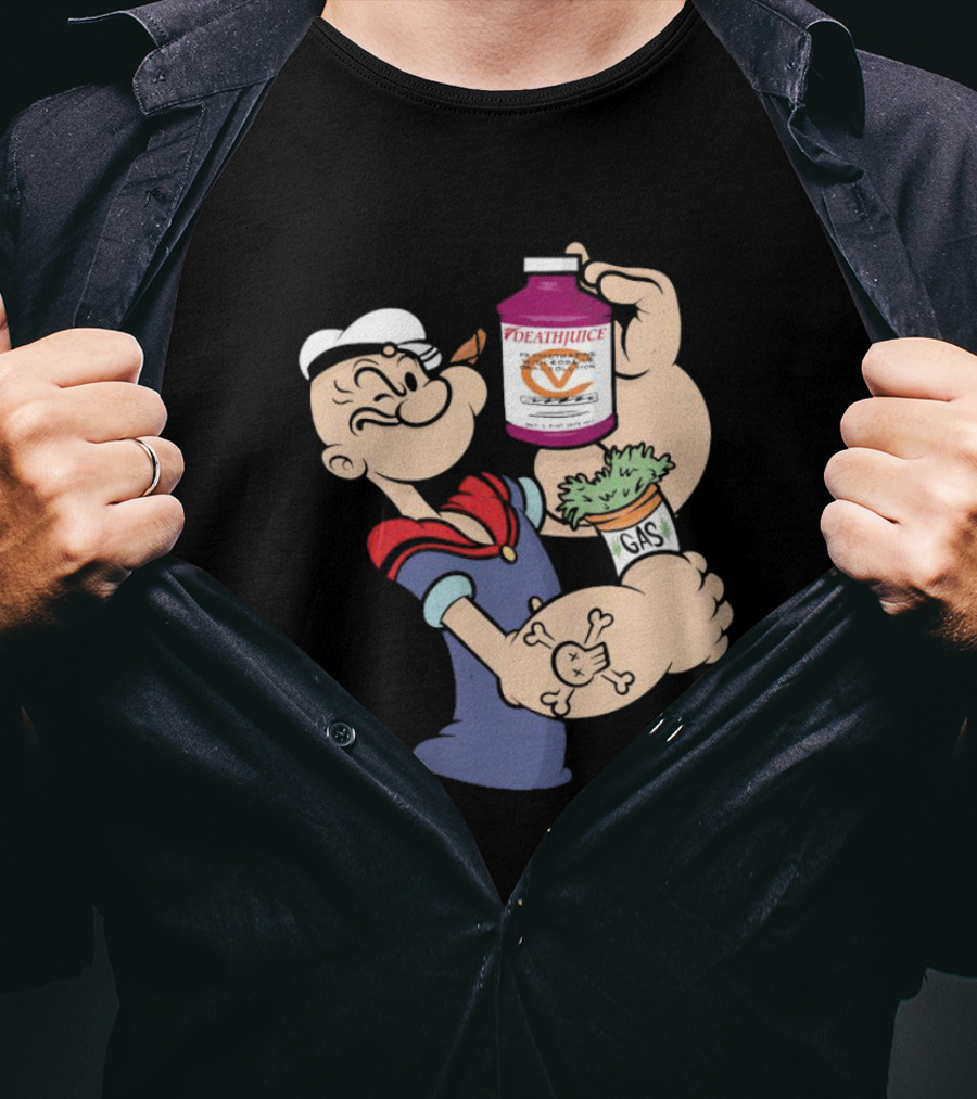 Popeye Death Juice Gas Spinach Tattoo T-Shirt
