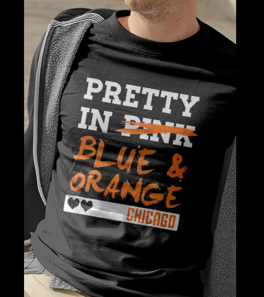 Pretty Blue And Orange Chicago Hearts T-Shirt