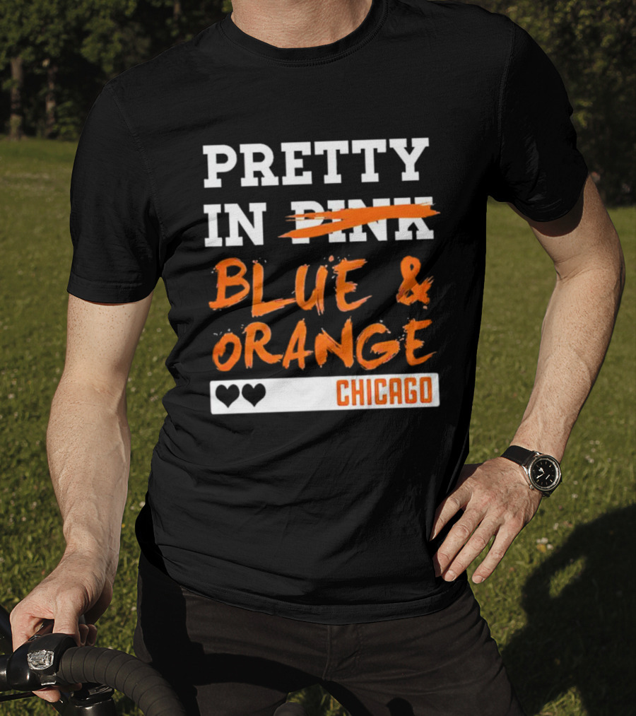 Pretty Blue And Orange Chicago Hearts T-Shirt