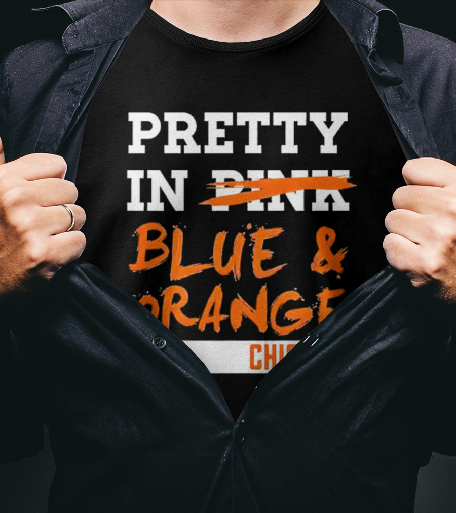Pretty Blue And Orange Chicago Hearts T-Shirt