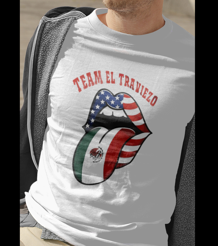 Team El Traviezo American Flag Lips Mexican Flag Tongue T-Shirt