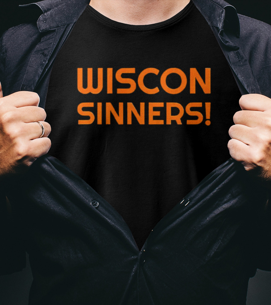 Wiscon Sinners Bold Orange Text T-Shirt