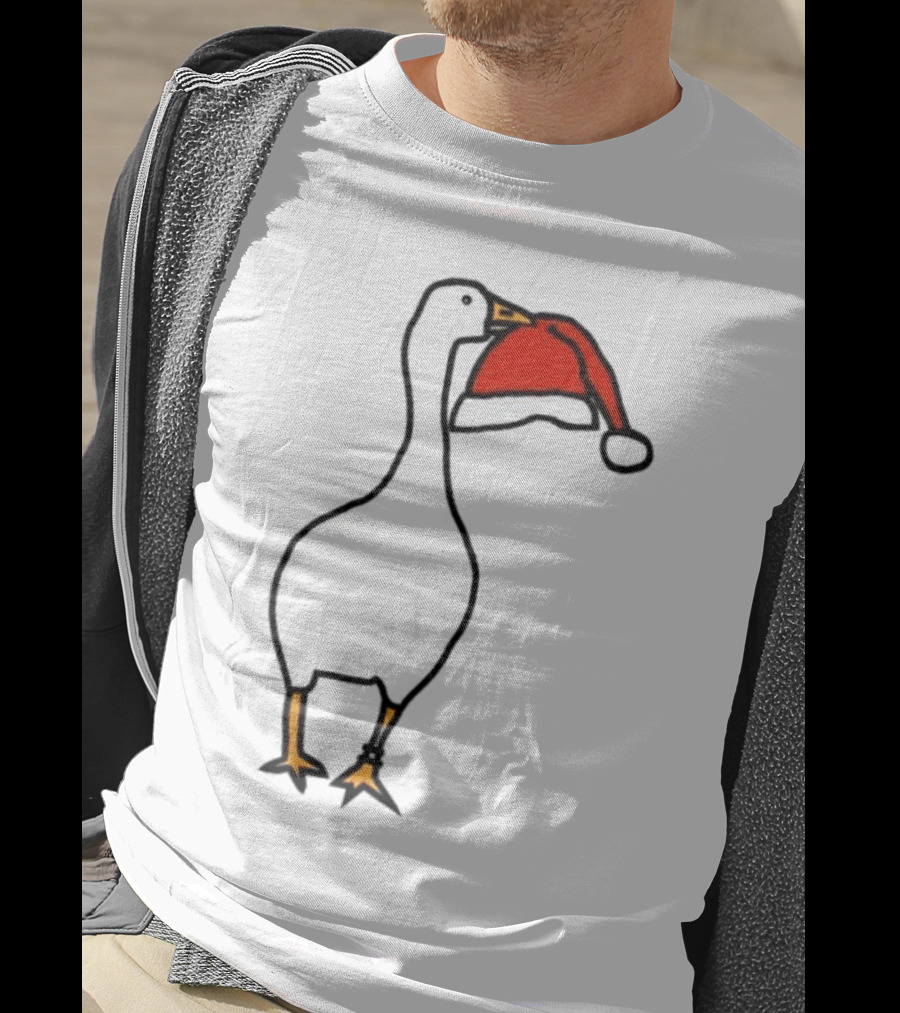 Happy Merry Christmas Santa Hat White Goose Steals T-Shirt