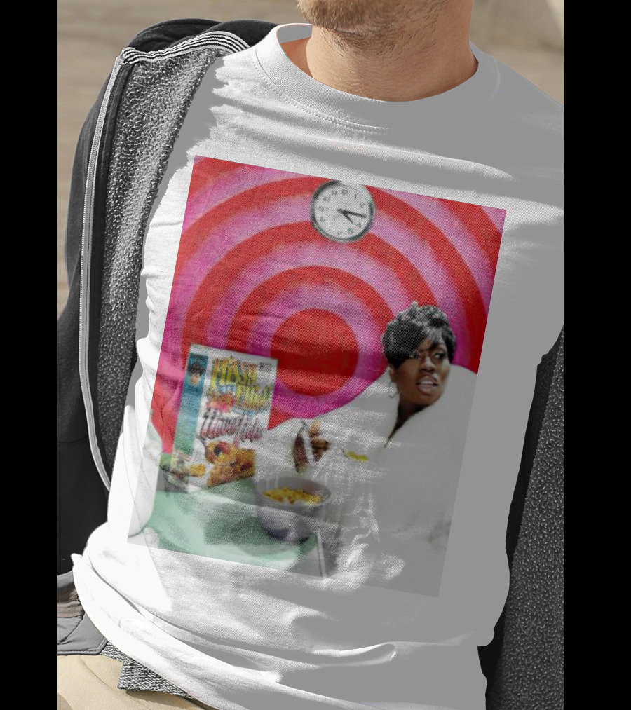 Missy Elliott Flav•O•Fleks Cereal With Red Spiral Clock Background T-Shirt