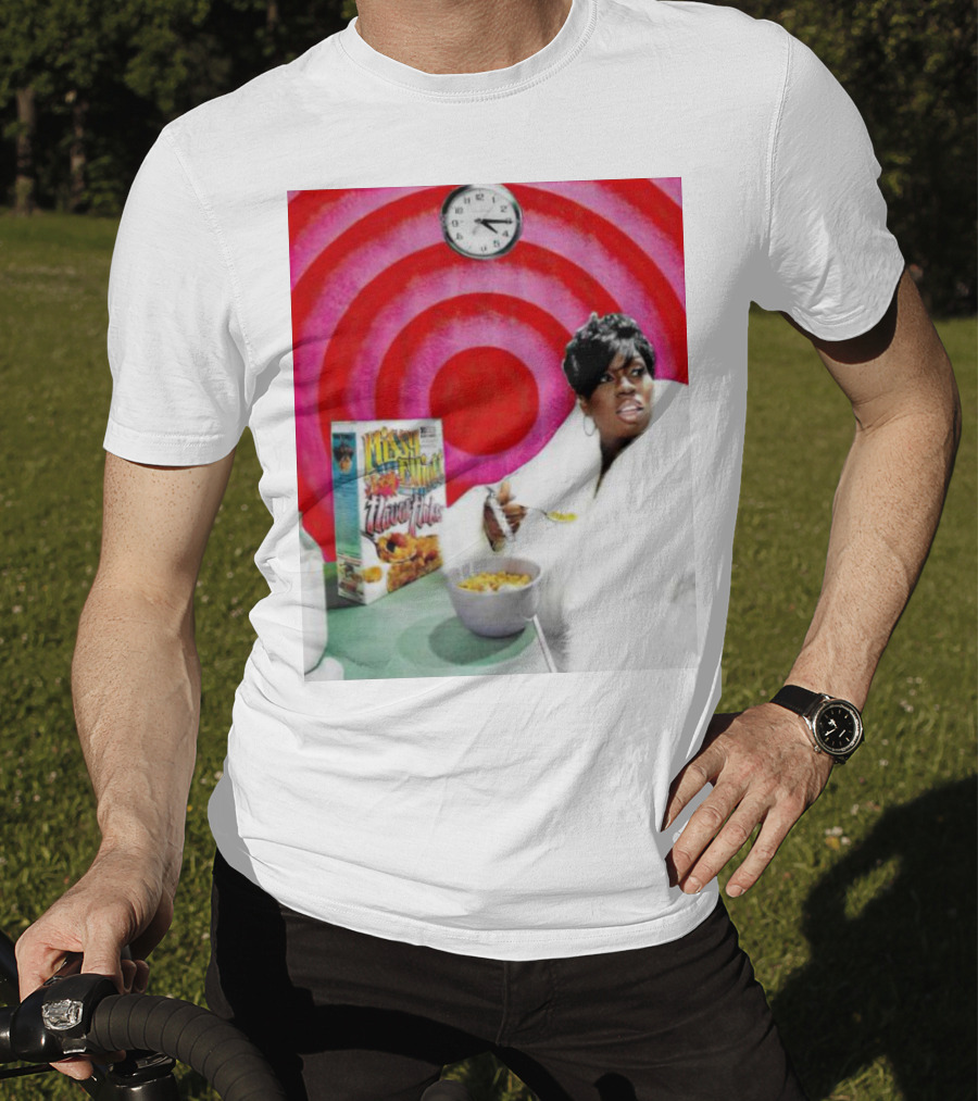 Missy Elliott Flav•O•Fleks Cereal With Red Spiral Clock Background T-Shirt
