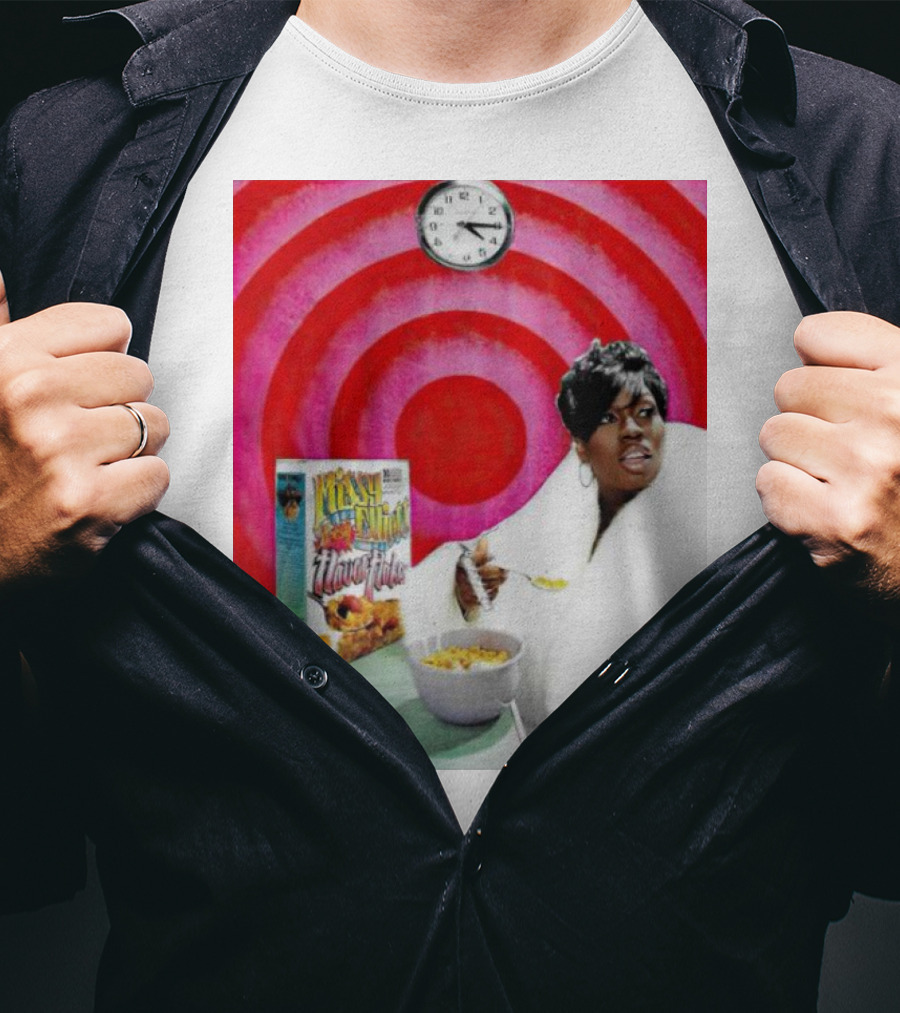 Missy Elliott Flav•O•Fleks Cereal With Red Spiral Clock Background T-Shirt