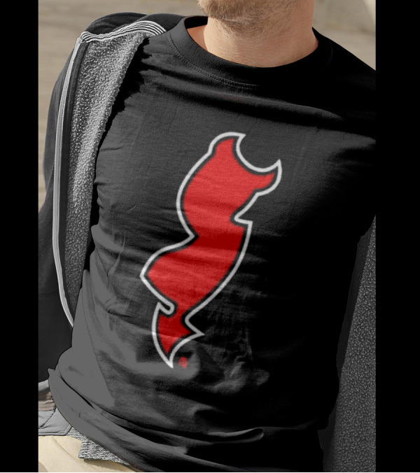NJ Devils Inspired Red Silhouette Tail T-Shirt