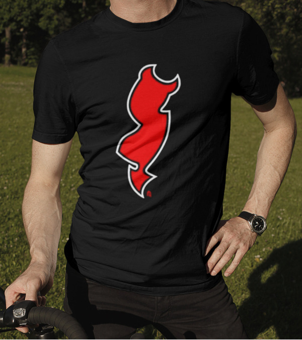 NJ Devils Inspired Red Silhouette Tail T-Shirt