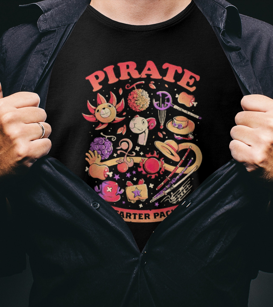 Pirate Starter Pack One Piece Treasure Jolly Roger Icons T-Shirt