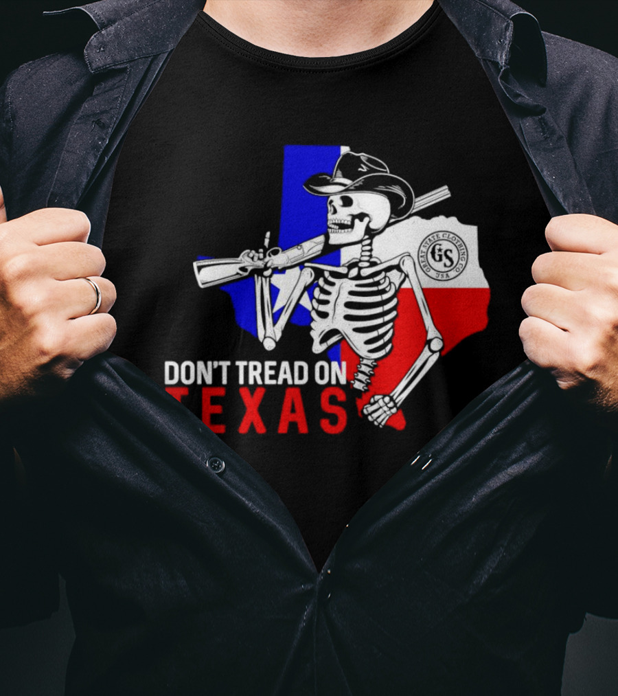 Don't Tread On Texas Skeleton Cowboy State Guard Seal T-Shirt