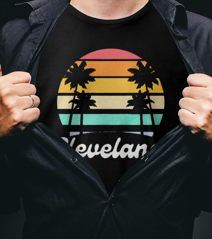 Cleveland Vintage Sunset With Palm Trees T-Shirt