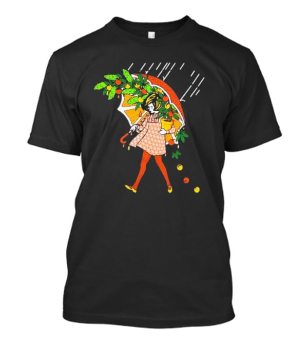 Citrus Terp Girl With Umbrella And Falling Fruit T-Shirt