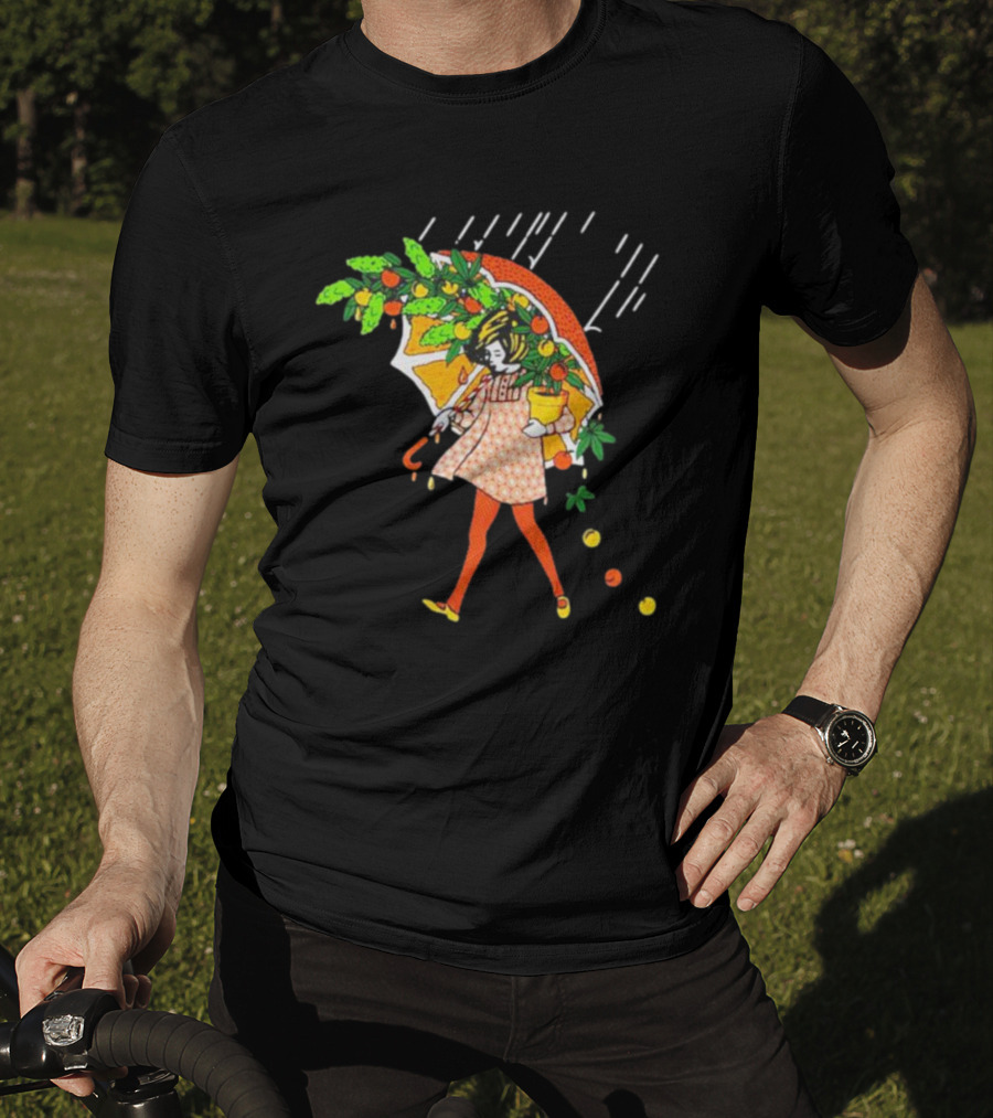 Citrus Terp Girl With Umbrella And Falling Fruit T-Shirt