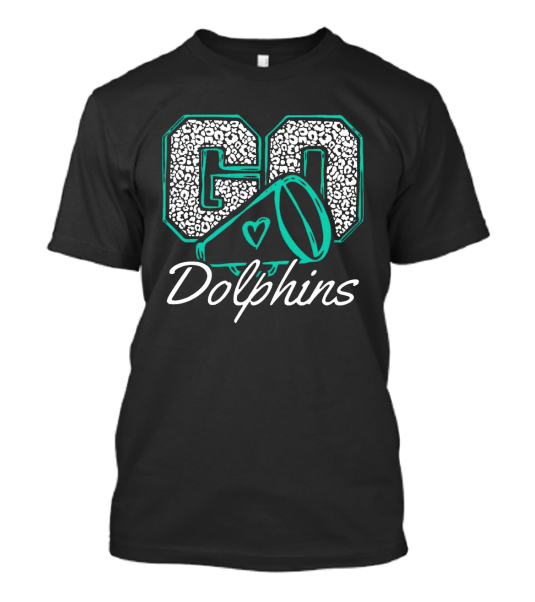 GO Dolphins Cheer Megaphone Heart T-Shirt