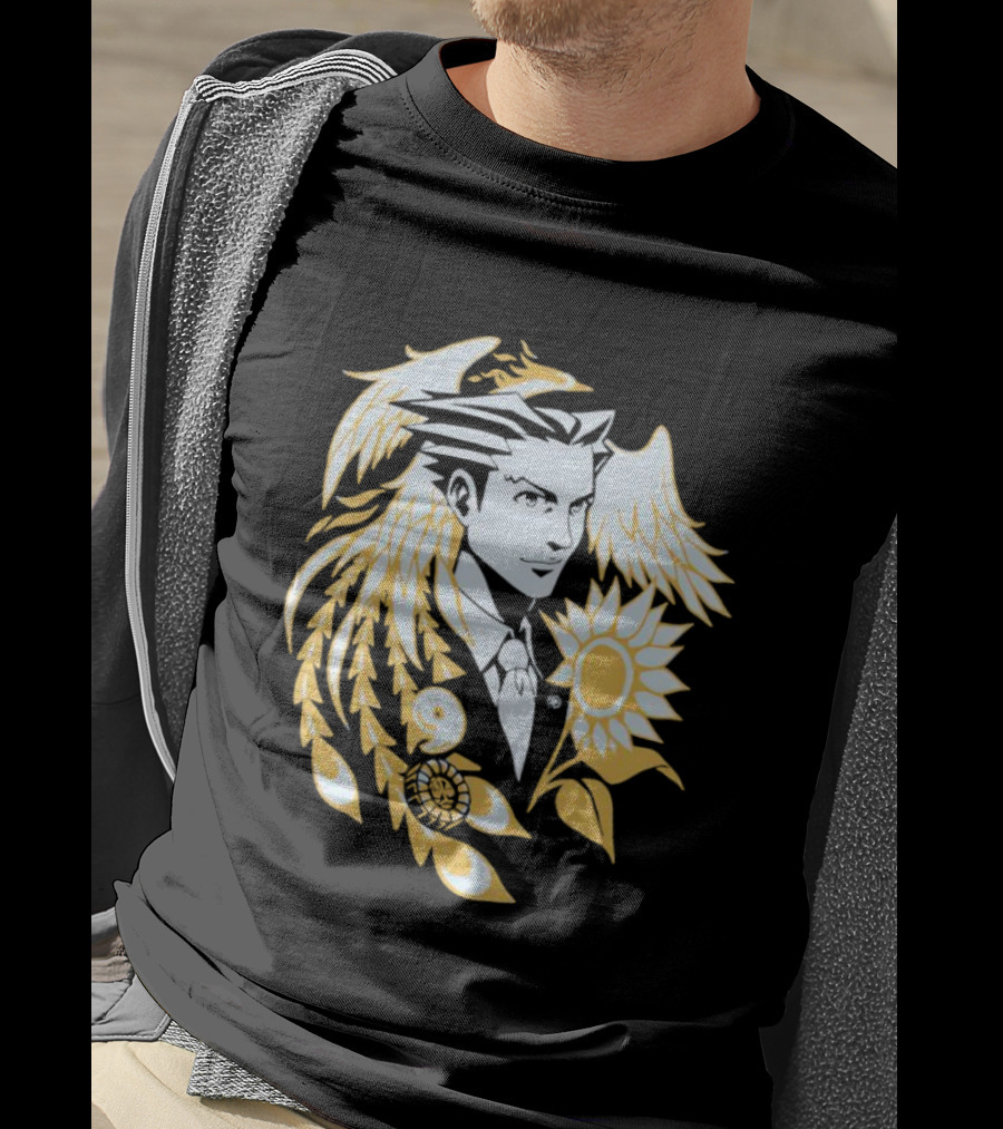 Phoenix Wright Sunflower Justice Attorney Wings Art Nouveau T-Shirt
