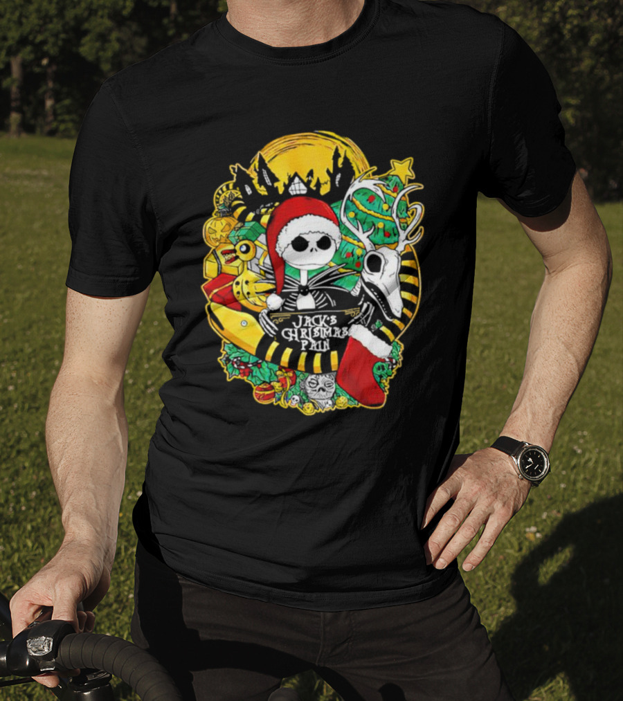 Jack Skellington's Christmas Pain Reindeer And Santa Hat T-Shirt