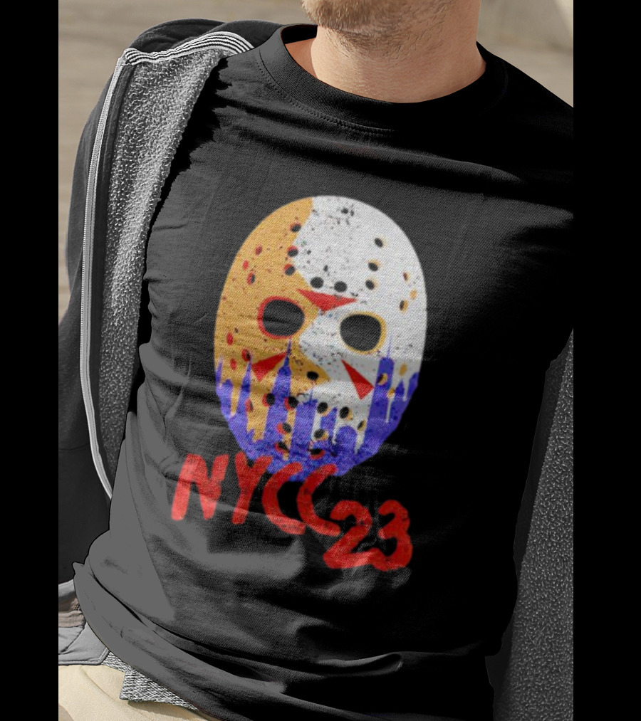 NYCC 23 Jason Voorhees Hockey Mask Skyline T-Shirt