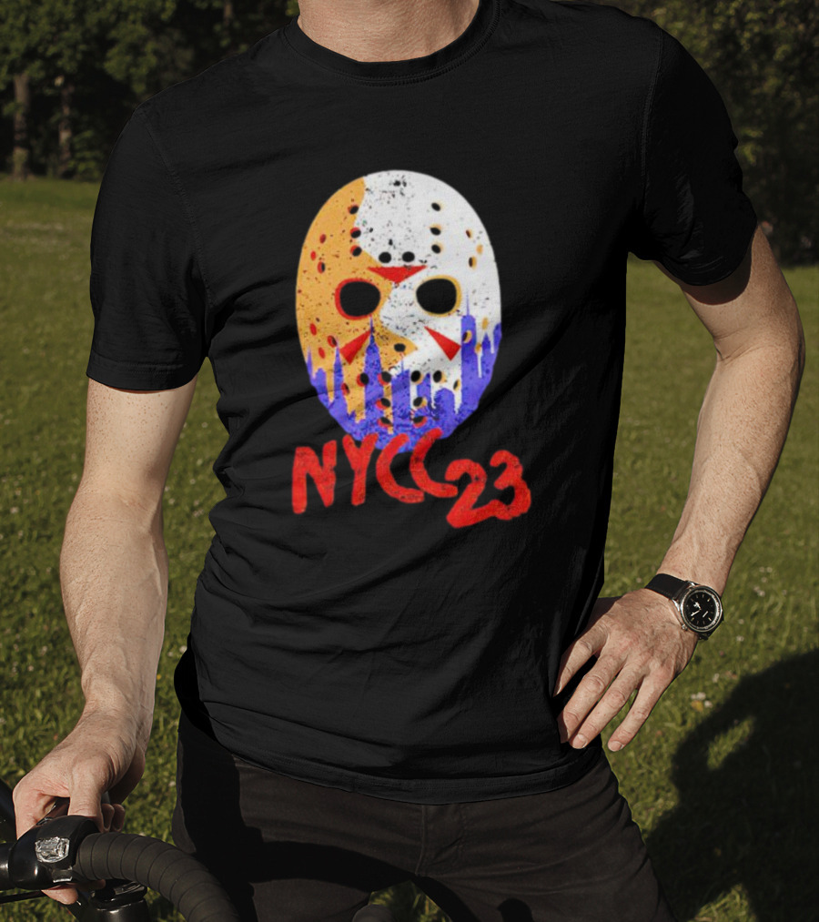 NYCC 23 Jason Voorhees Hockey Mask Skyline T-Shirt