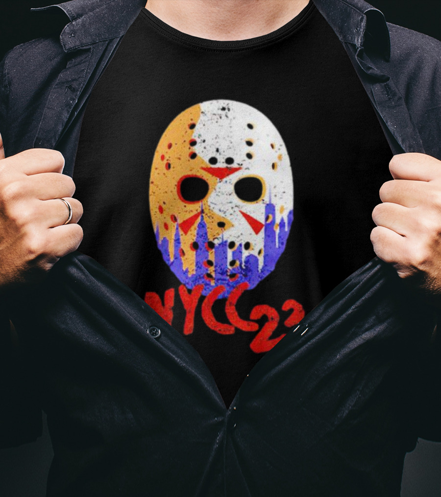 NYCC 23 Jason Voorhees Hockey Mask Skyline T-Shirt