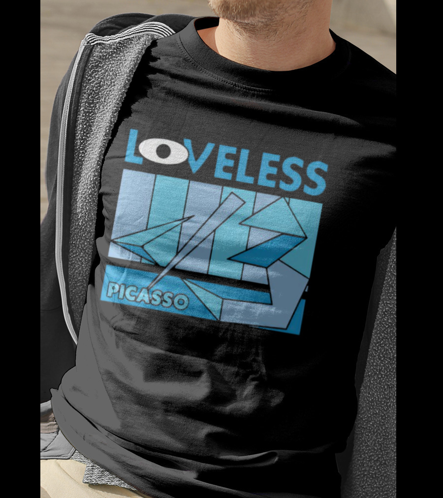 Loveless Picasso Abstract Eye Blue Geometric T-Shirt