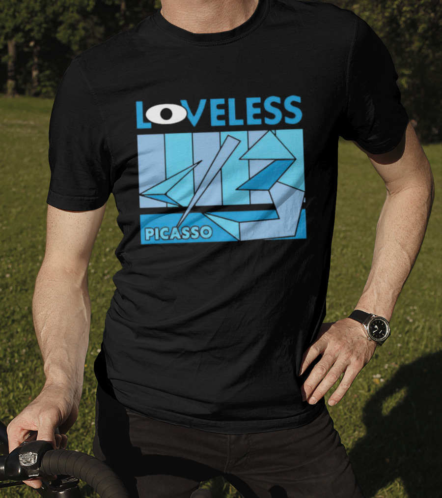 Loveless Picasso Abstract Eye Blue Geometric T-Shirt