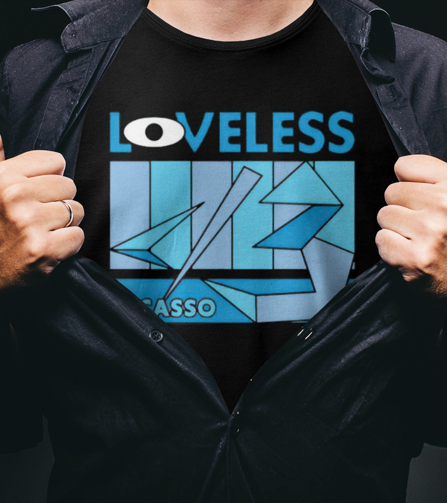 Loveless Picasso Abstract Eye Blue Geometric T-Shirt