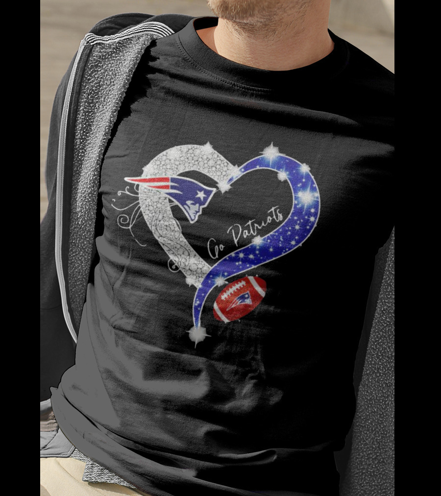 New England Patriots Go Patriots Diamond Heart Football T-Shirt