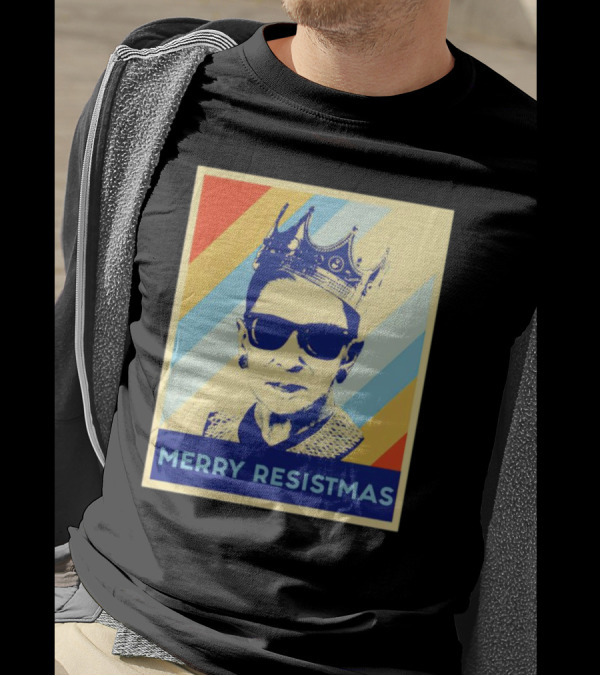 Ruth Bader Ginsburg Merry Resistmas Crown Retro Pop T-Shirt