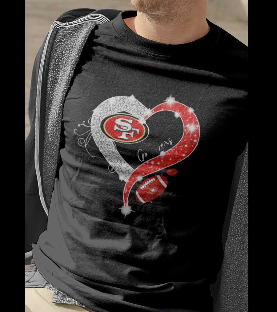 San Francisco 49ers Heart Diamond Blink Football 49ers T-Shirt