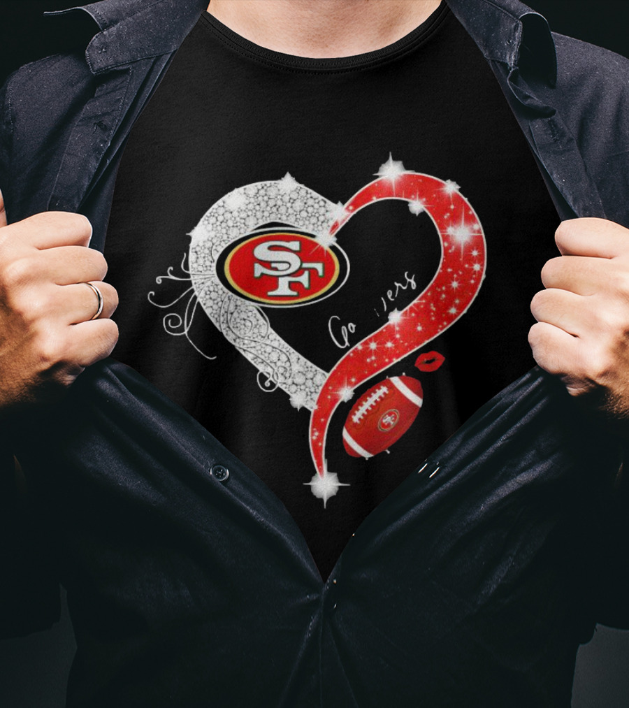 San Francisco 49ers Heart Diamond Blink Football 49ers T-Shirt