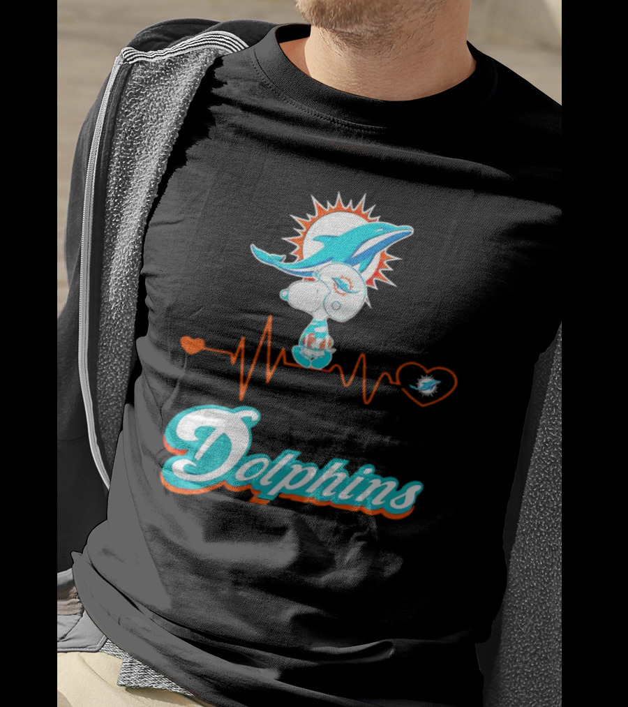 Snoopy Dolphins Heartbeat Miami Dolphins T-Shirt