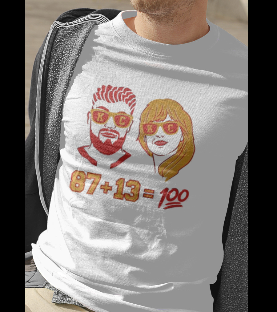 87+13=100 KC Sunglasses Red And Yellow T-Shirt