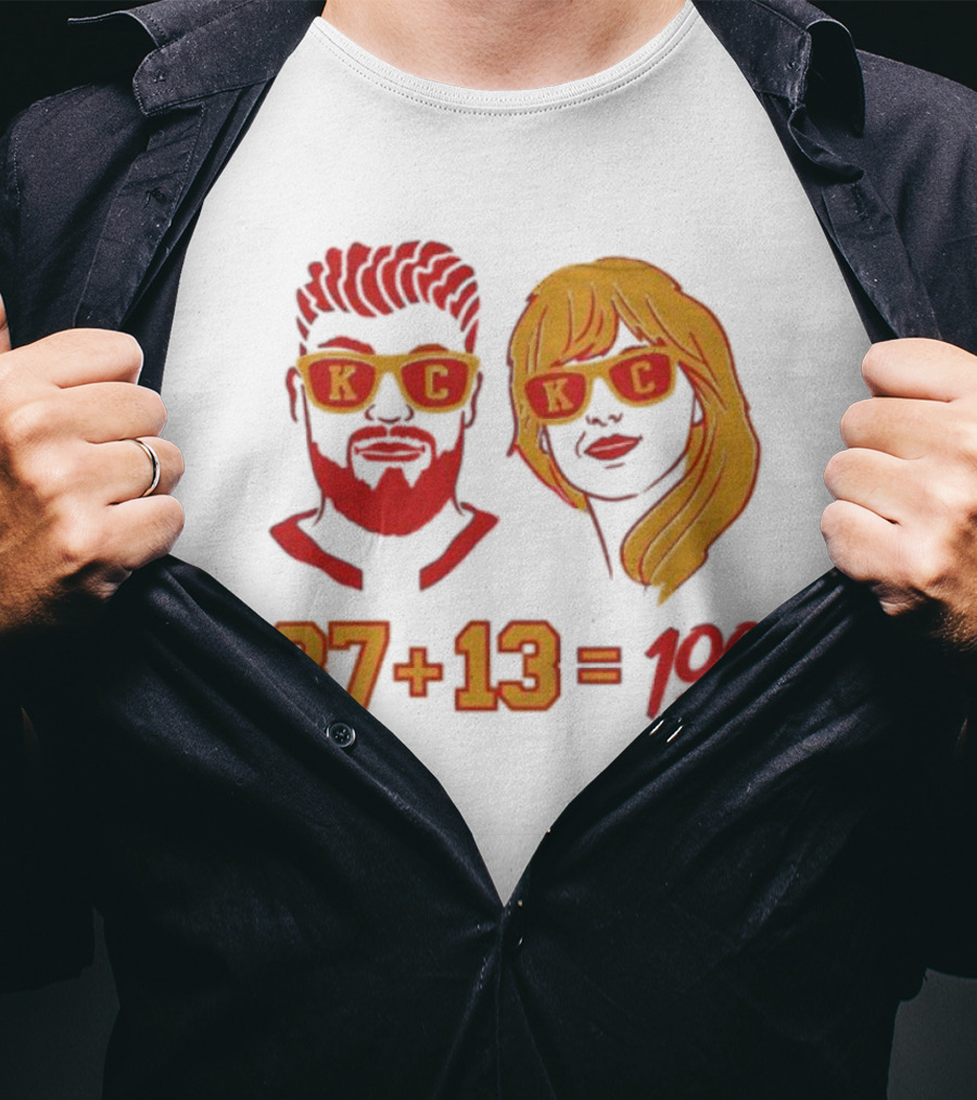 87+13=100 KC Sunglasses Red And Yellow T-Shirt