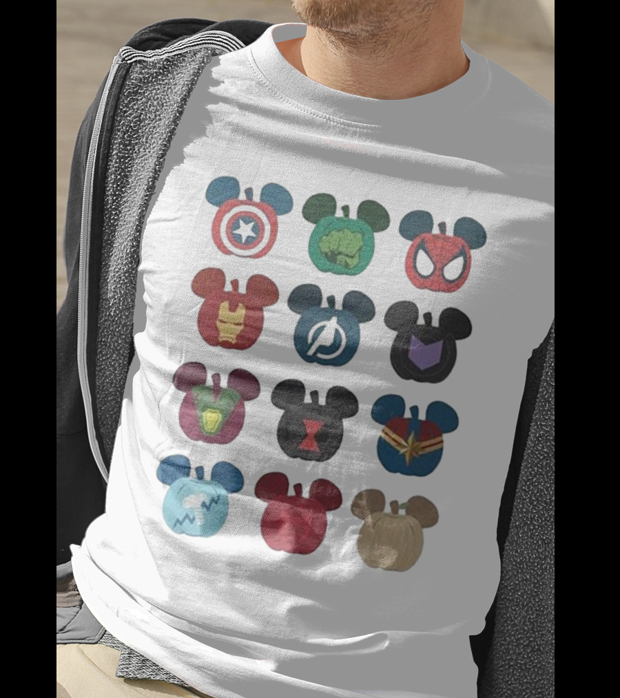 Avengers Superhero Mickey Mouse Pumpkin Icons T-Shirt
