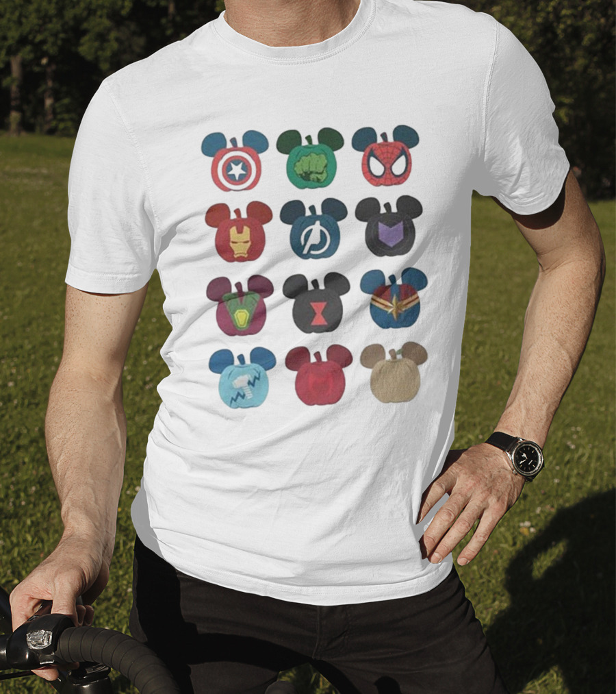 Avengers Superhero Mickey Mouse Pumpkin Icons T-Shirt
