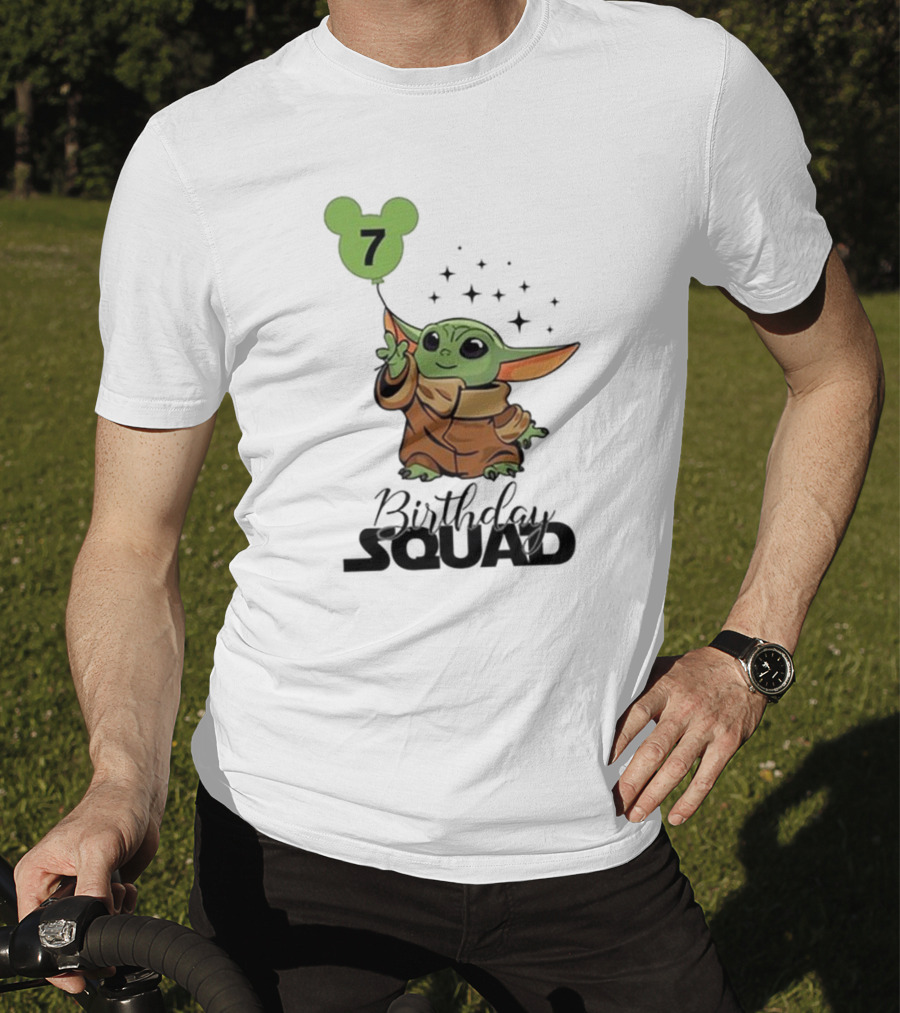 Baby Yoda Star Wars Birthday Squad 7 T-Shirt