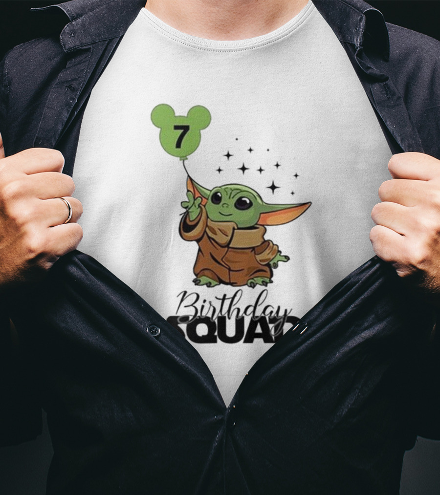 Baby Yoda Star Wars Birthday Squad 7 T-Shirt