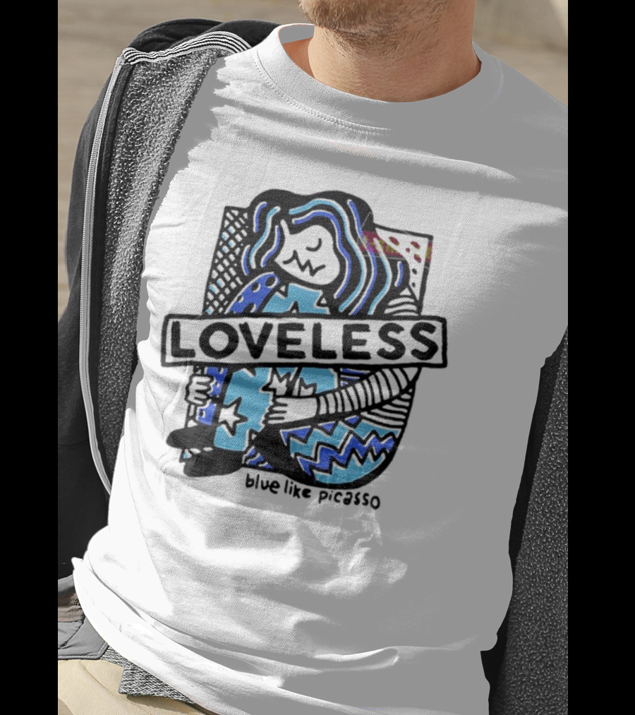 Loveless Blue Like Picasso Stars And Zigzags T-Shirt