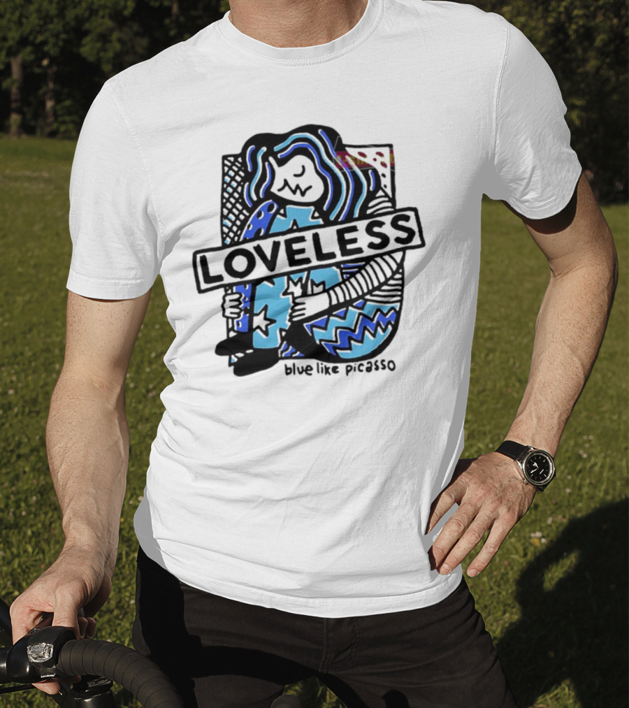 Loveless Blue Like Picasso Stars And Zigzags T-Shirt