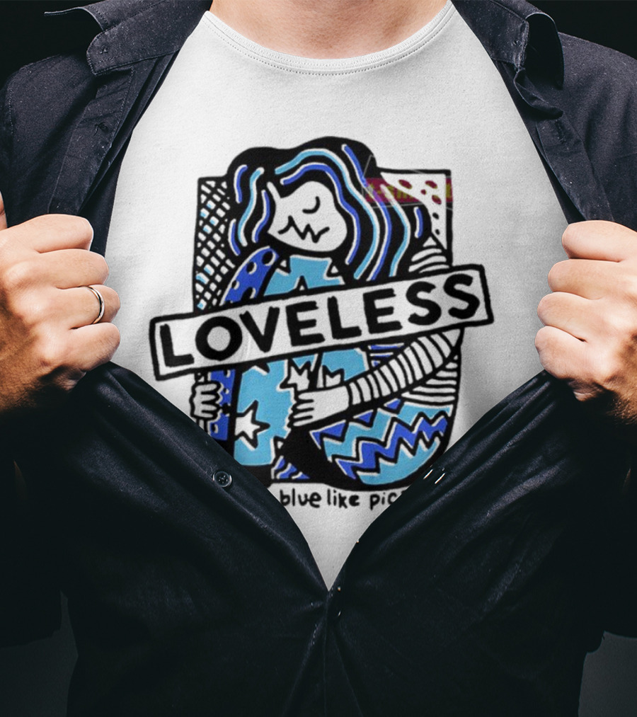 Loveless Blue Like Picasso Stars And Zigzags T-Shirt