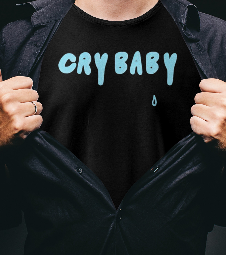Renee Rapp Cry Baby Blue Text With Teardrop T-Shirt