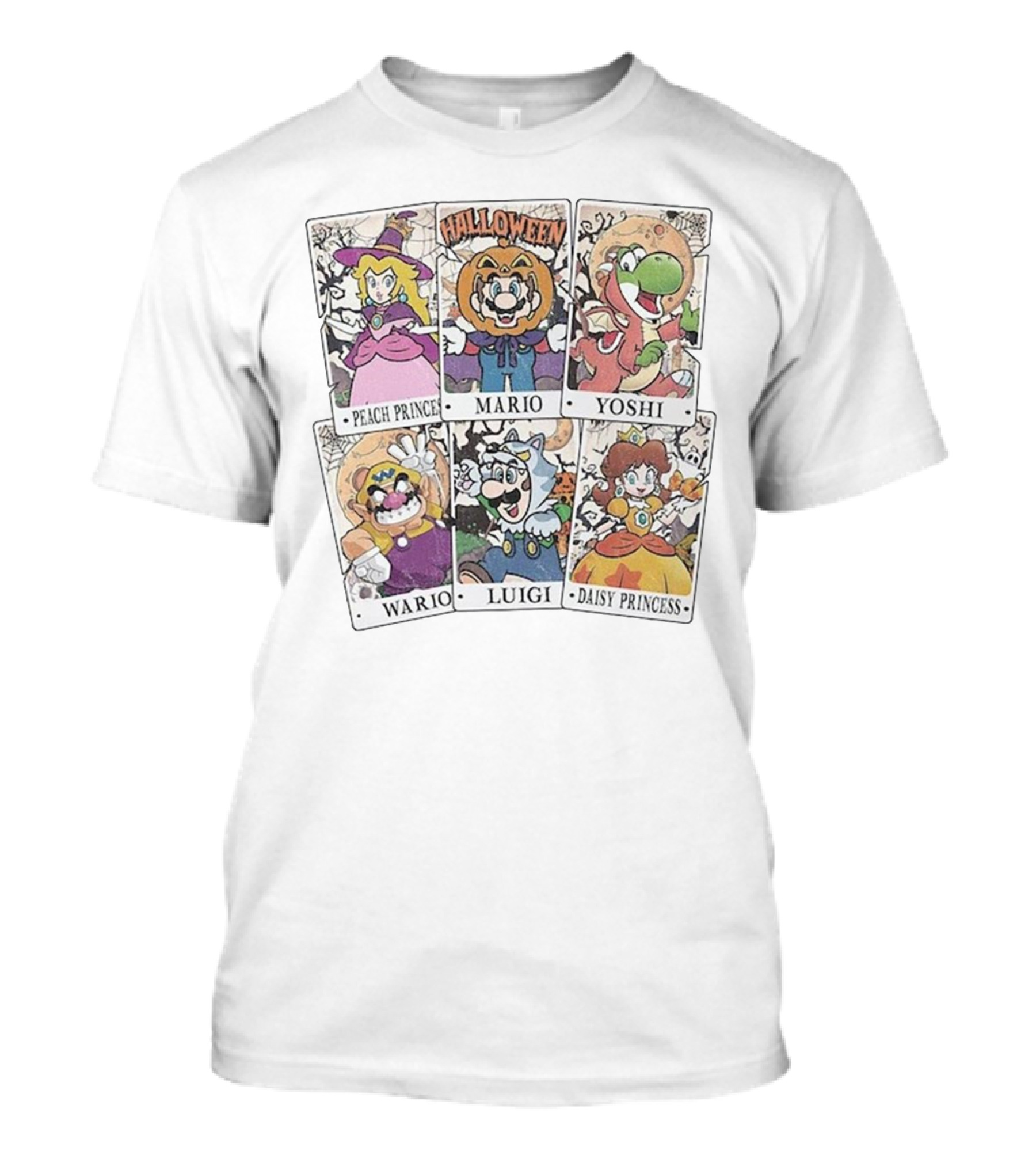 Halloween Super Mario Tarot Cards Peach Luigi Yoshi Wario Daisy T-Shirt