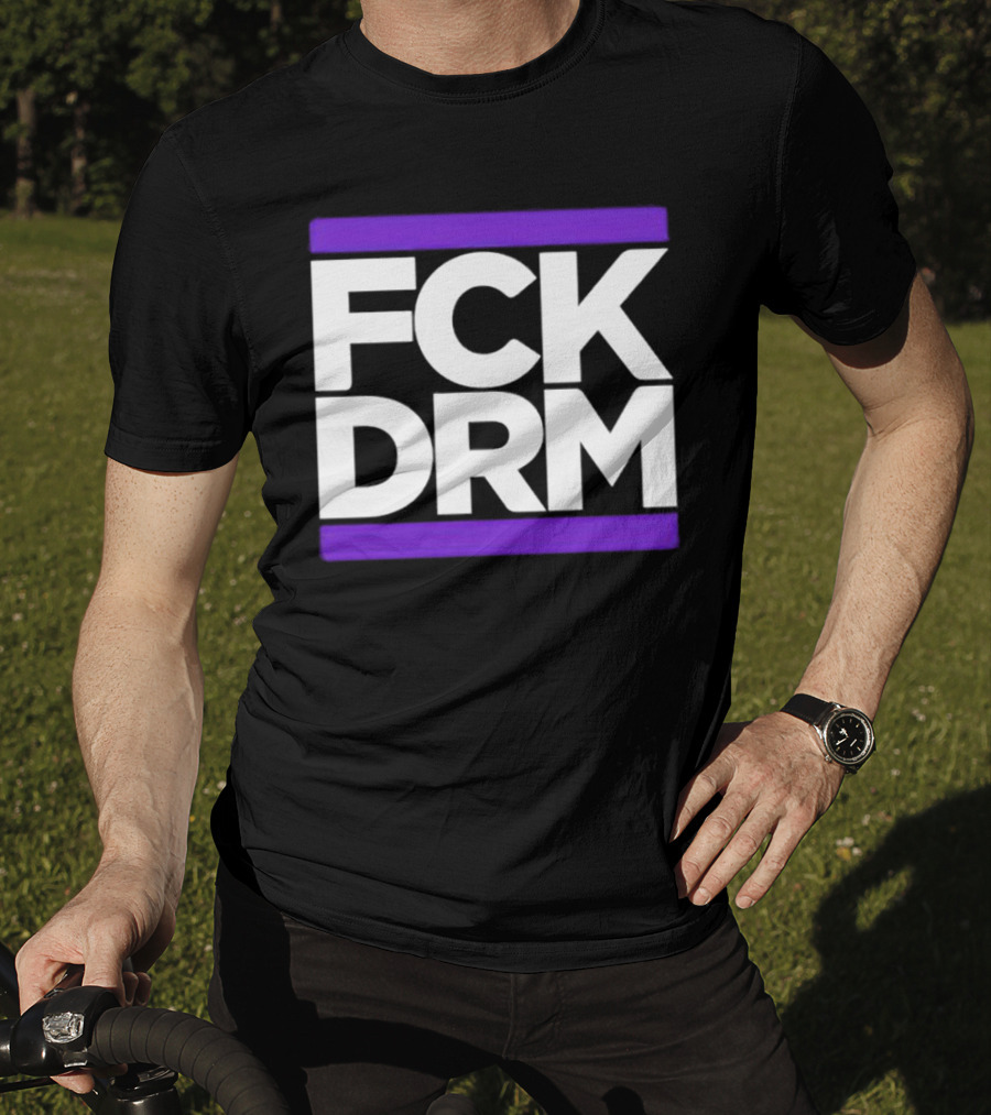 FCK DRM White Text On Purple T-Shirt