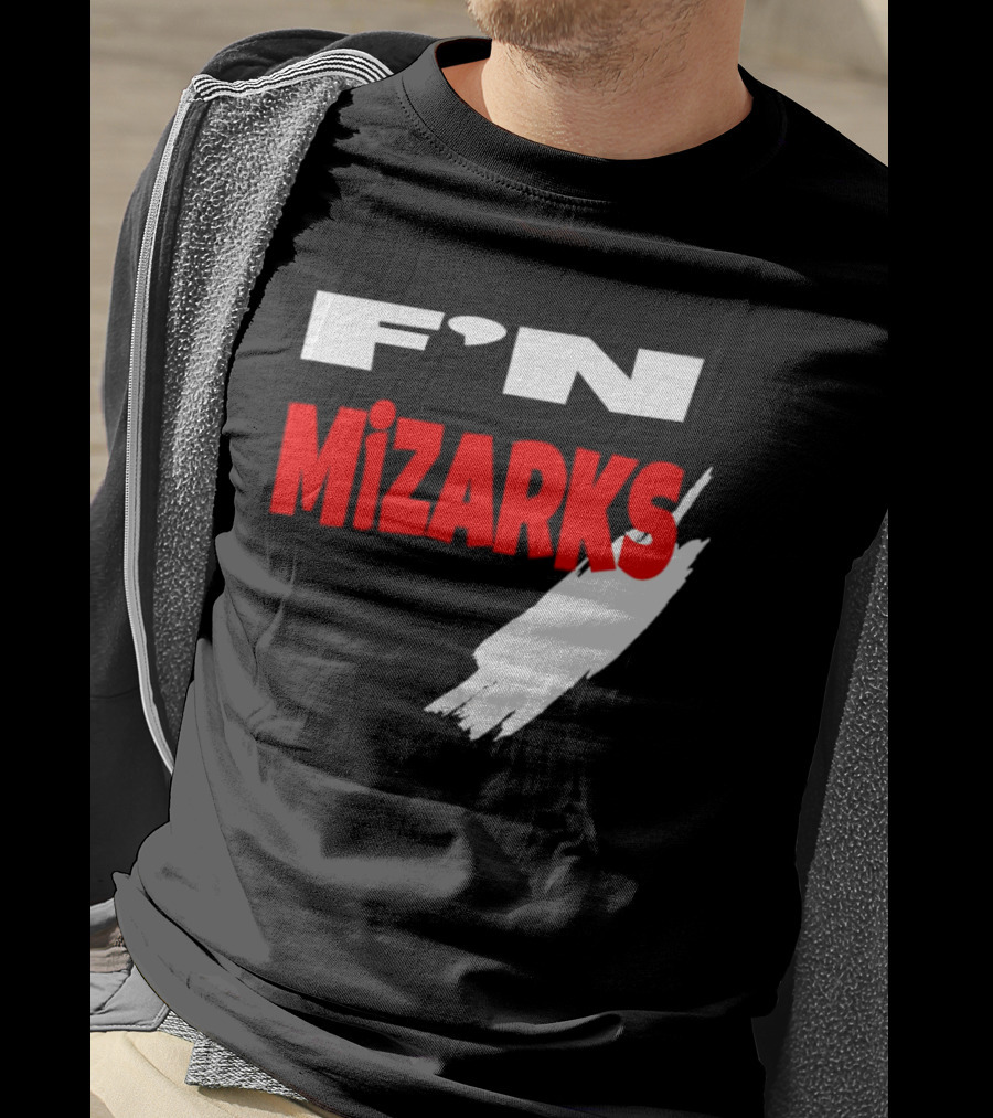 F'N Mizarks Bold Red And White Text With Brushstroke T-Shirt