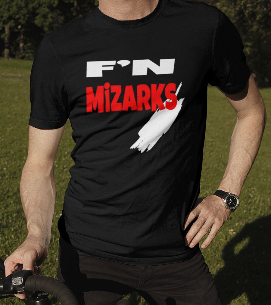 F'N Mizarks Bold Red And White Text With Brushstroke T-Shirt