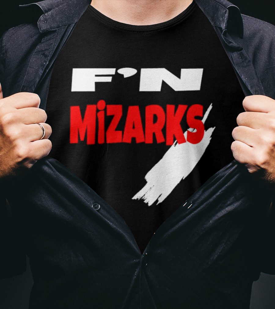 F'N Mizarks Bold Red And White Text With Brushstroke T-Shirt